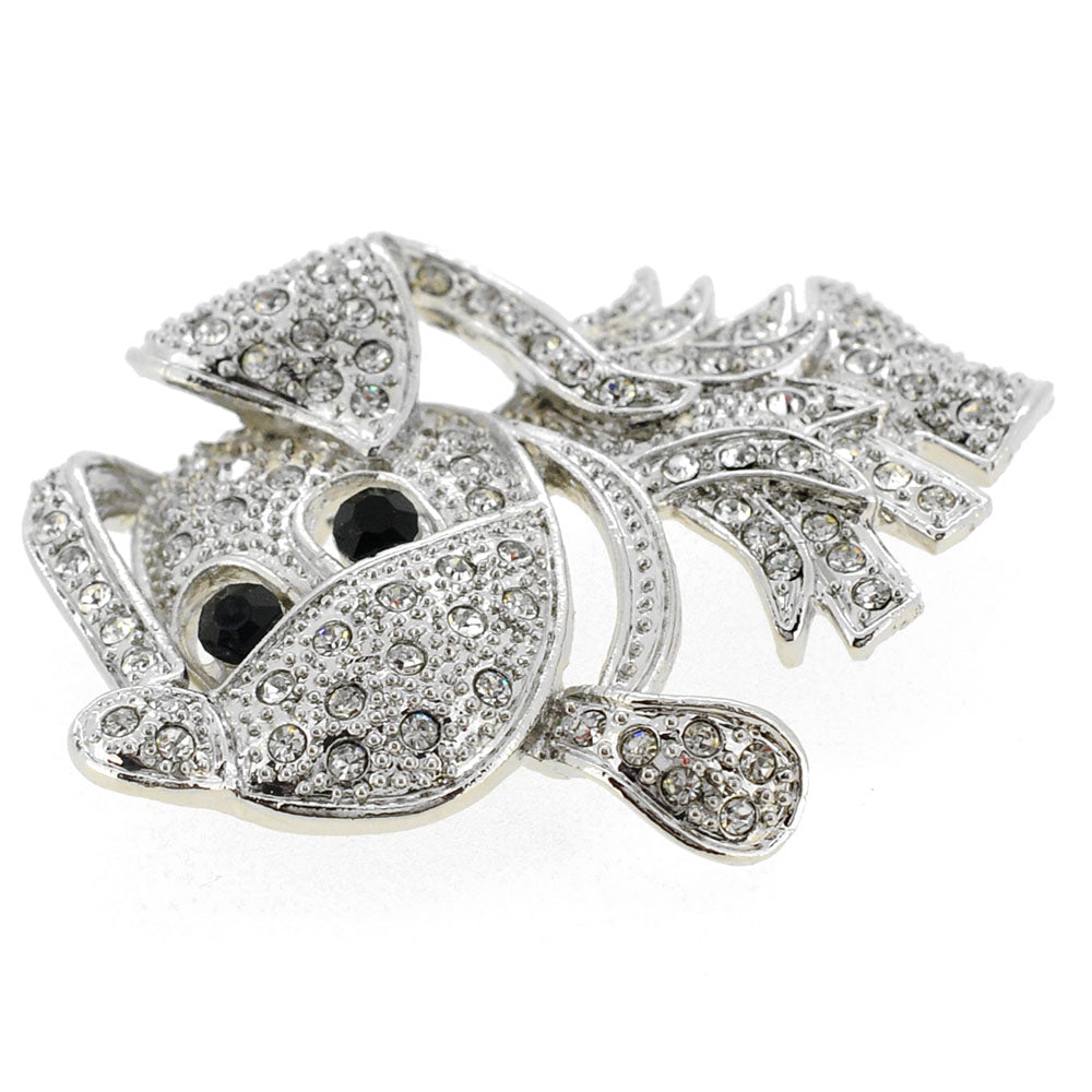 White Crystal Dog Pin Brooch