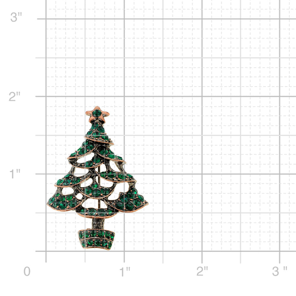 Emerald Green Christmas Tree Crystal Pin Brooch