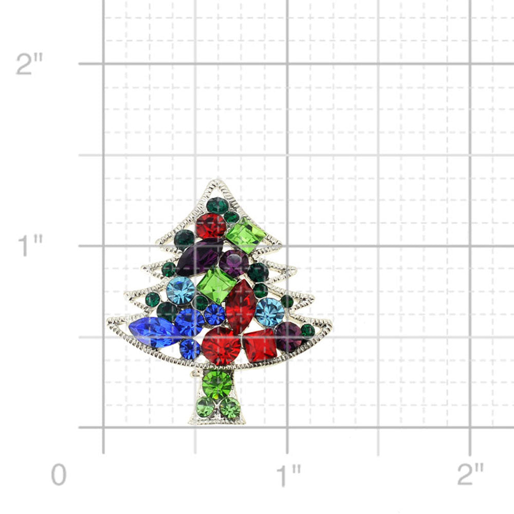 Mutlicolor Christmas Tree Crystal Pin Brooch