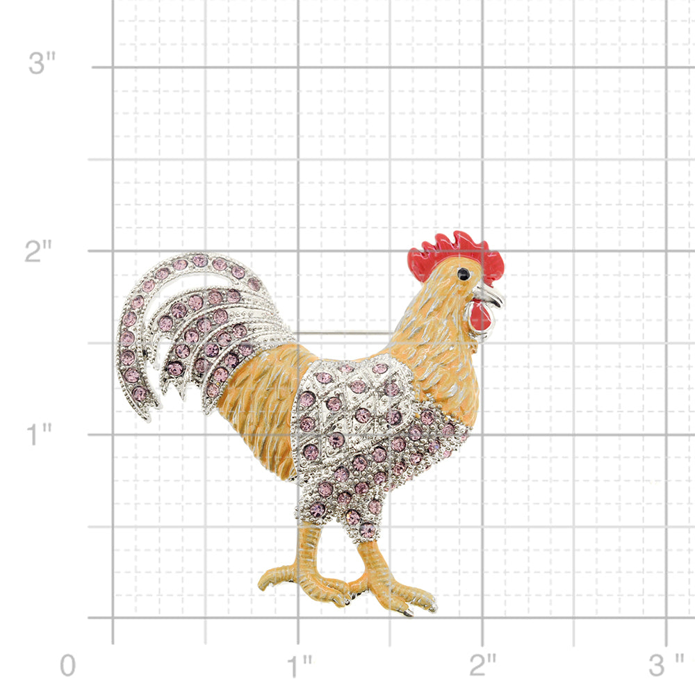 Amethyst Rooster Crystal Pin Brooch