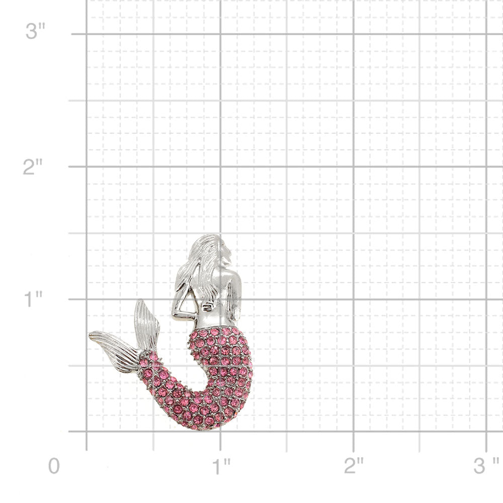 Pink Mermaid Crystal Pin Brooch and Pendant
