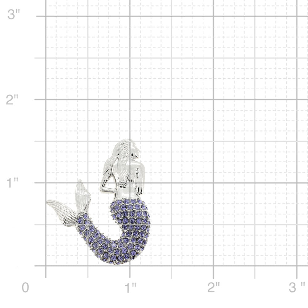 Purple Mermaid Crystal Pin Brooch and Pendant