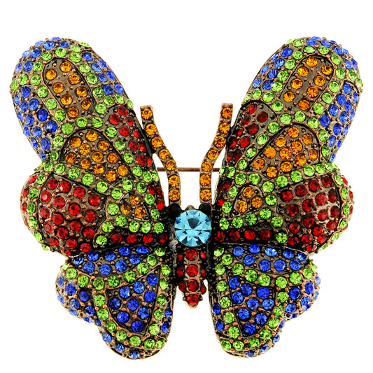 Multicolor Crystal Vintage Style Butterfly Pin Brooch