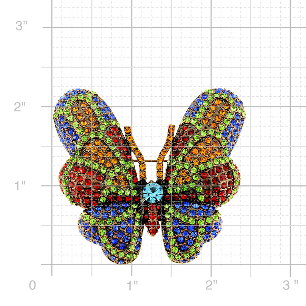 Multicolor Crystal Vintage Style Butterfly Pin Brooch