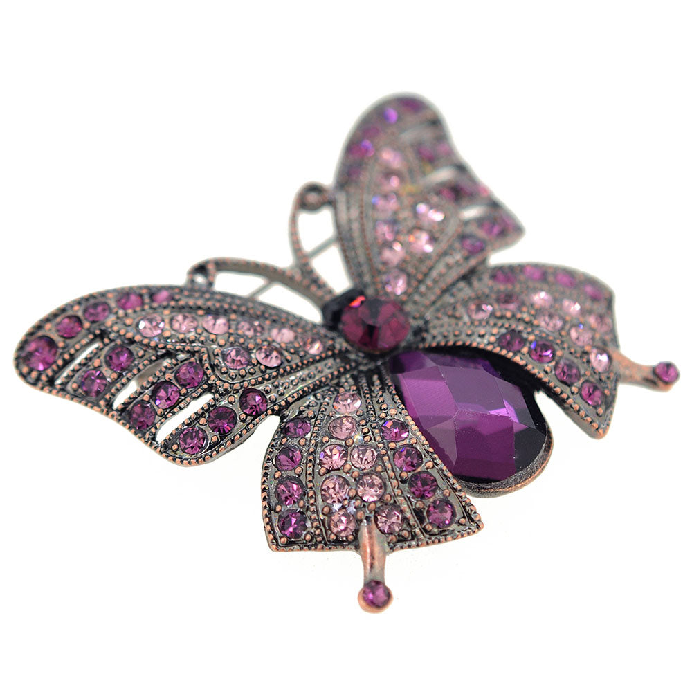 Vintage Style Purple Butterfly Crystal Pin Brooch
