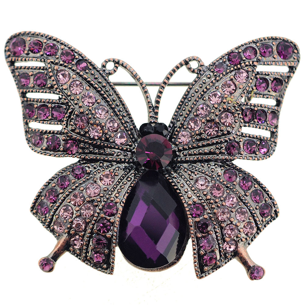Vintage Style Purple Butterfly Crystal Pin Brooch