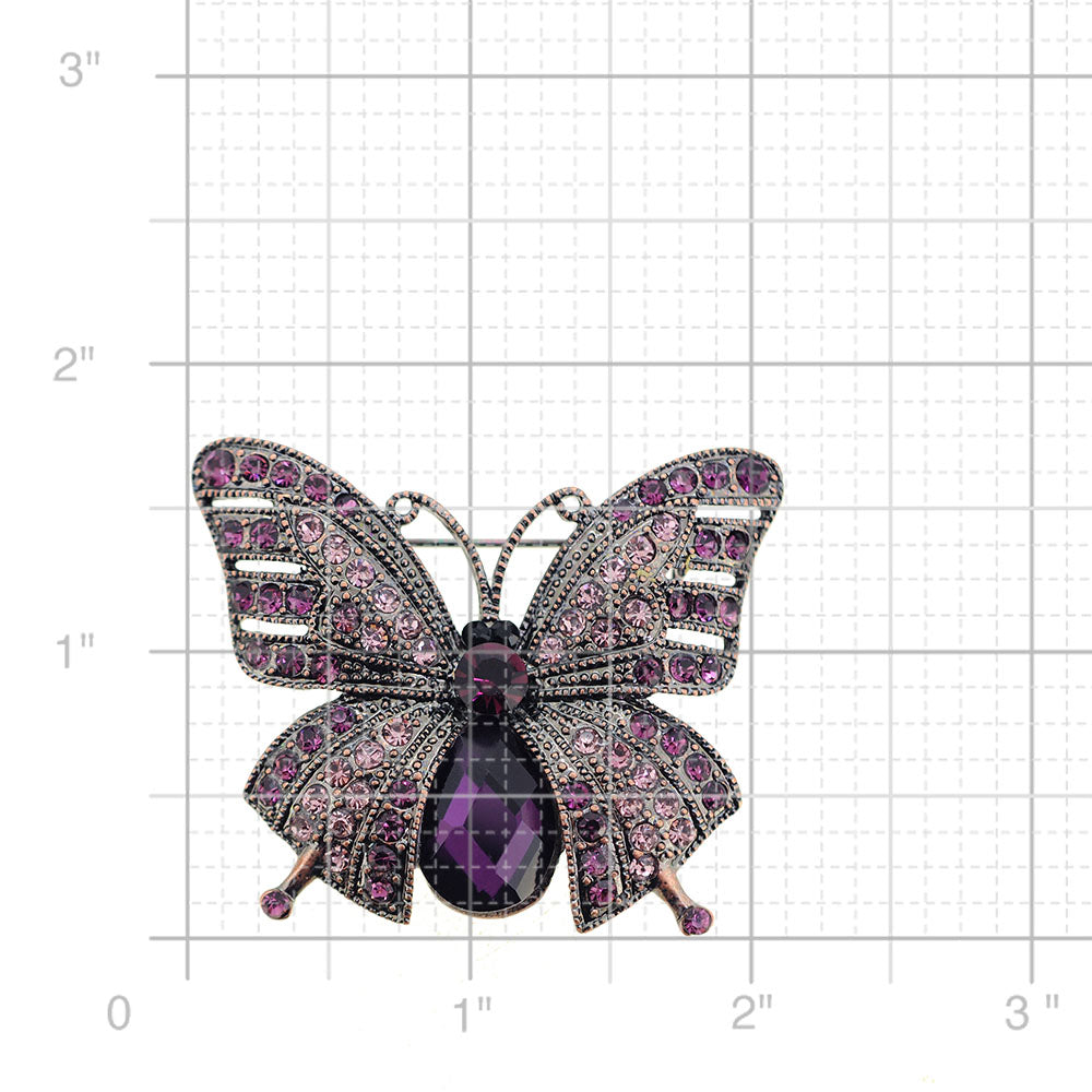 Vintage Style Purple Butterfly Crystal Pin Brooch