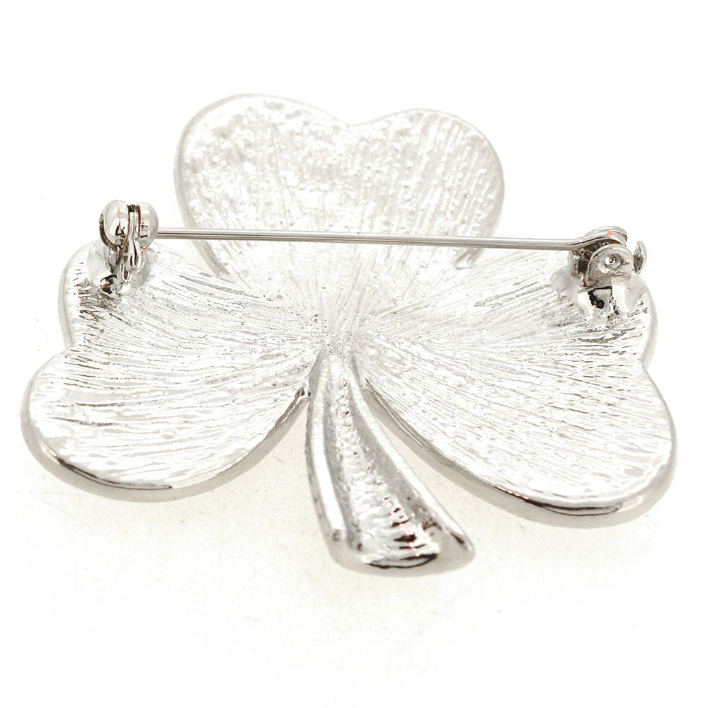 Crystal Clover Pin Brooch