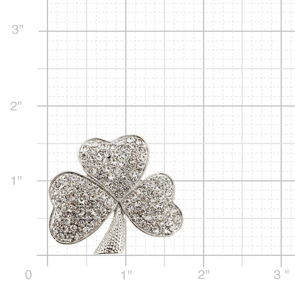 Crystal Clover Pin Brooch