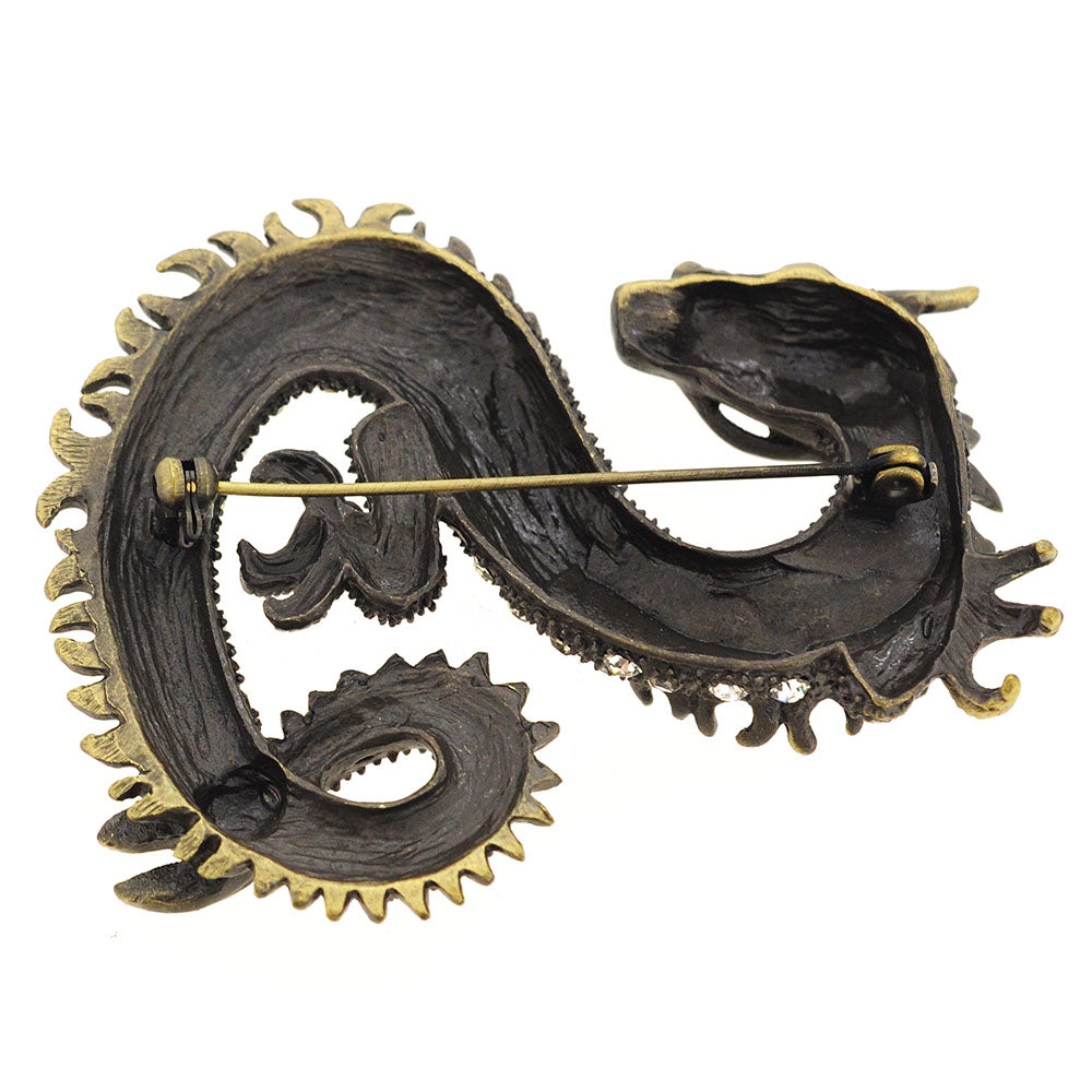 Vintage Style Crystal Dragon Pin Brooch