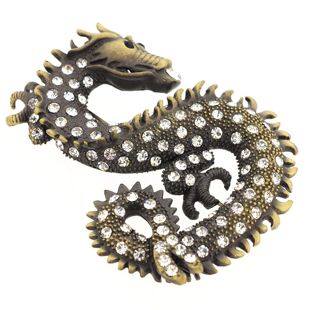 Vintage Style Crystal Dragon Pin Brooch