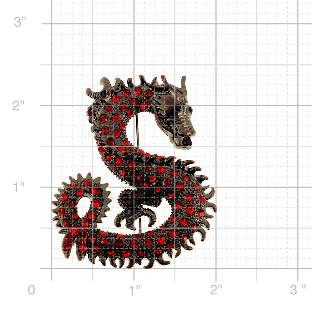 Vintage Style Red Dragon Crystal Pin Brooch