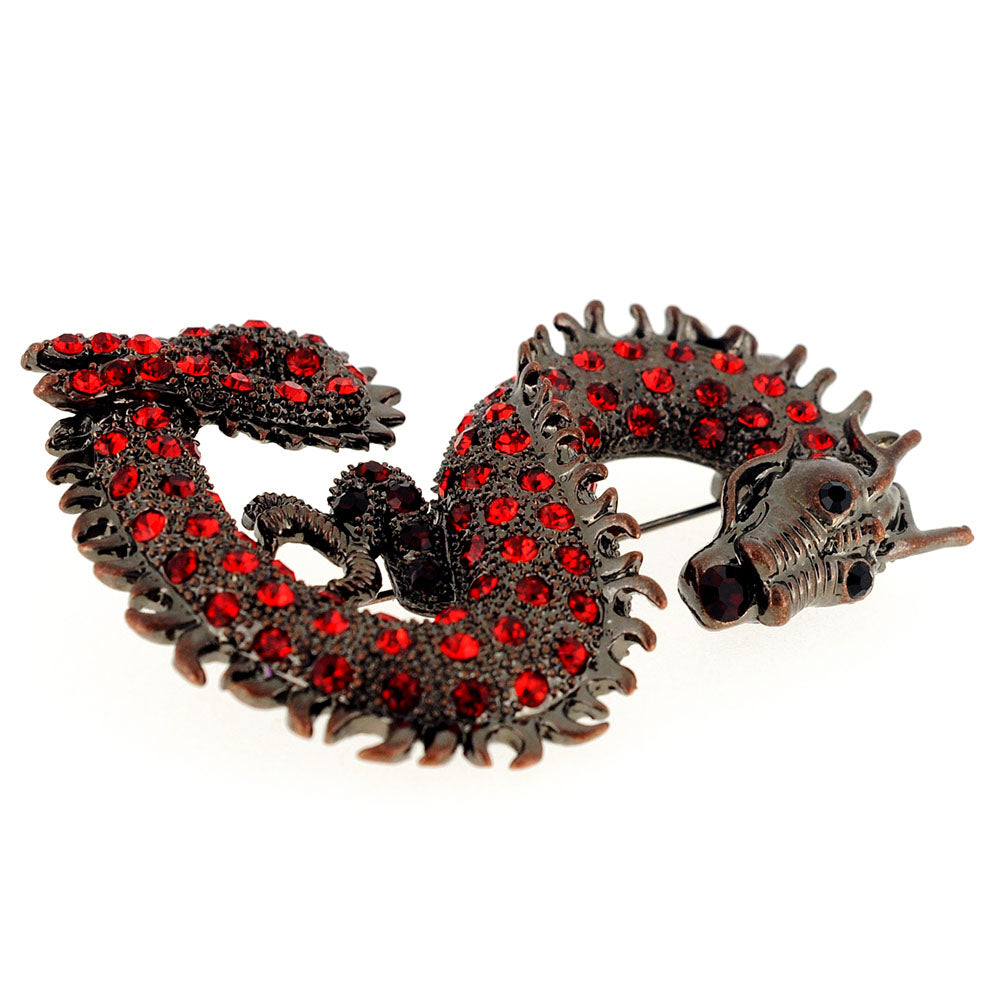 Vintage Style Red Dragon Crystal Pin Brooch