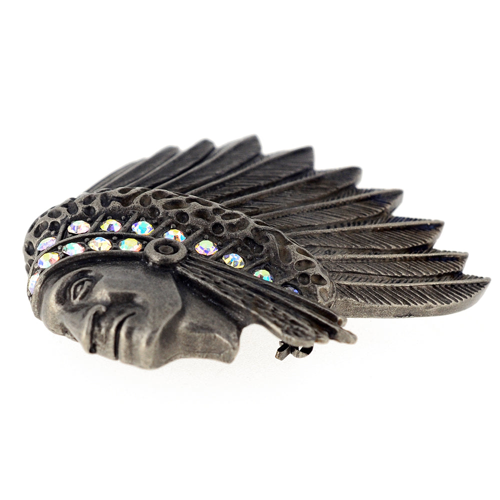 Vintage Style Native Indian Chief War Bonnet Pin Brooch