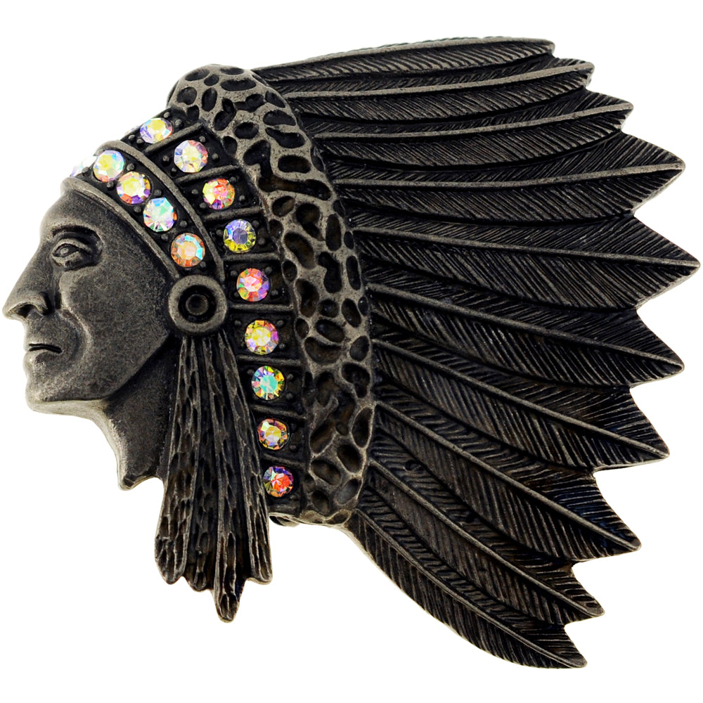 Vintage Style Native Indian Chief War Bonnet Pin Brooch