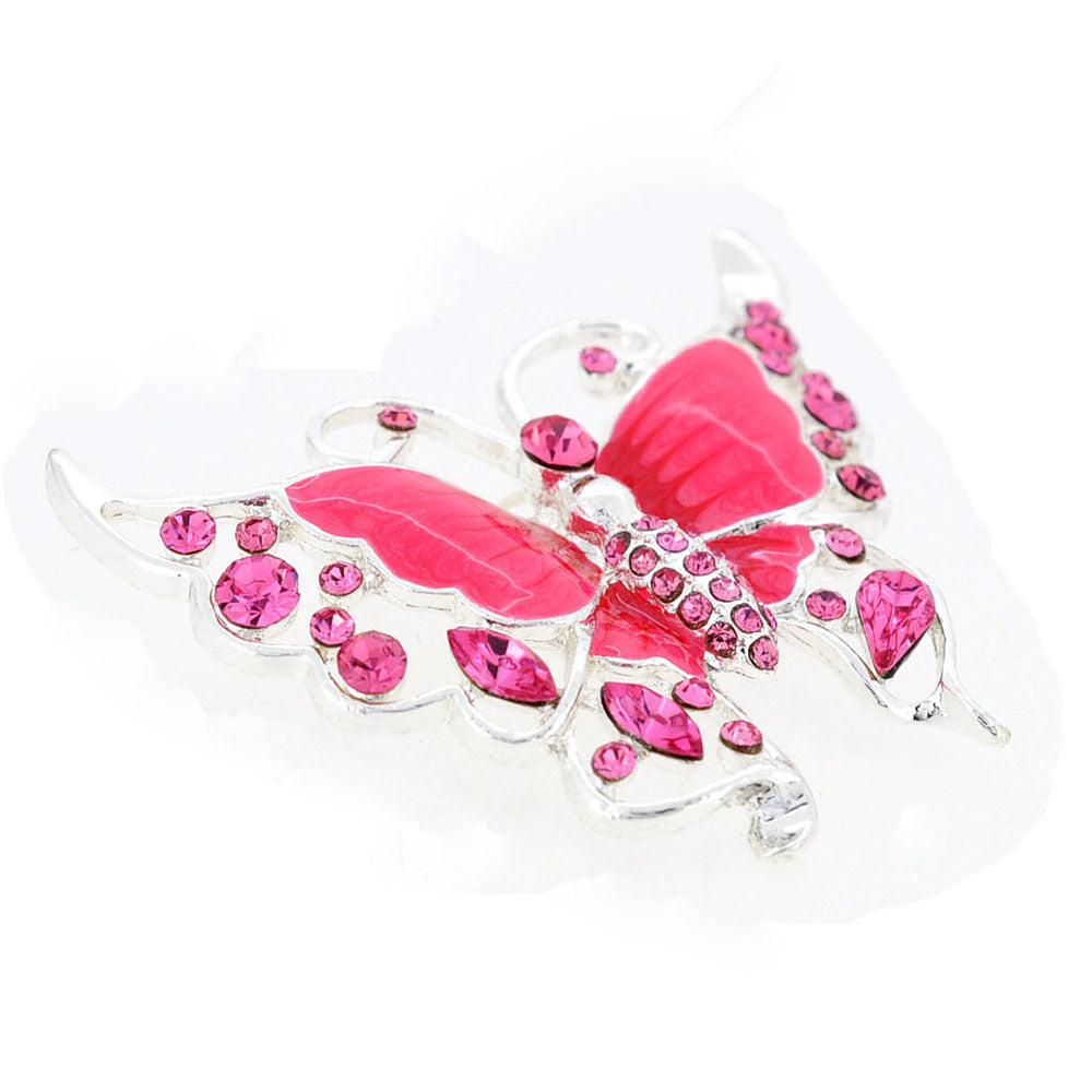 Pink Butterfly Crystal Pin Brooch