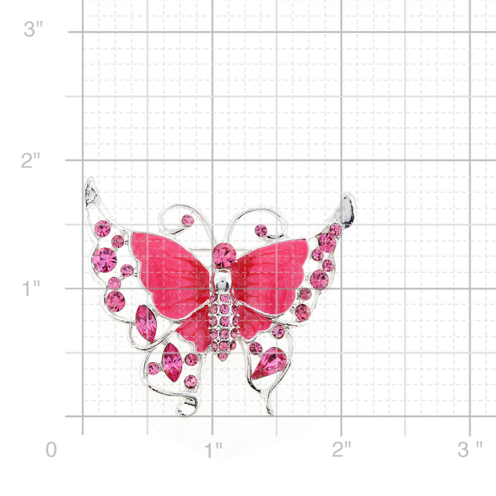 Pink Butterfly Crystal Pin Brooch