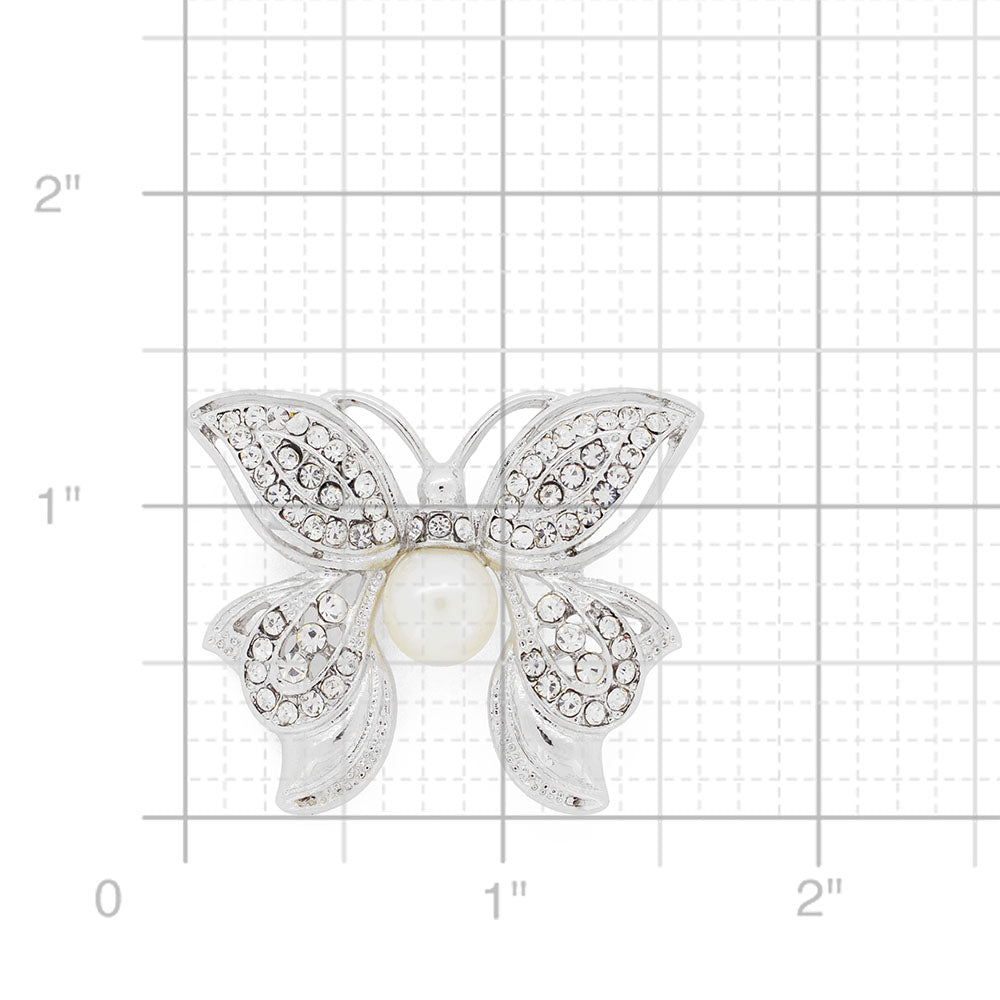 White Crystal Butterfly Pin Brooch