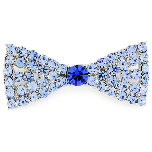 Light Blue Sapphire Crystal Bow Tie Pin Brooch