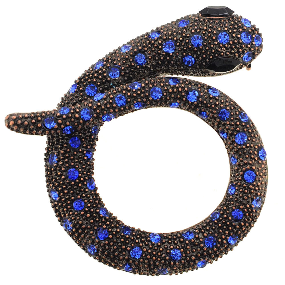 Capri Blue Snake Crystal Pin Brooch