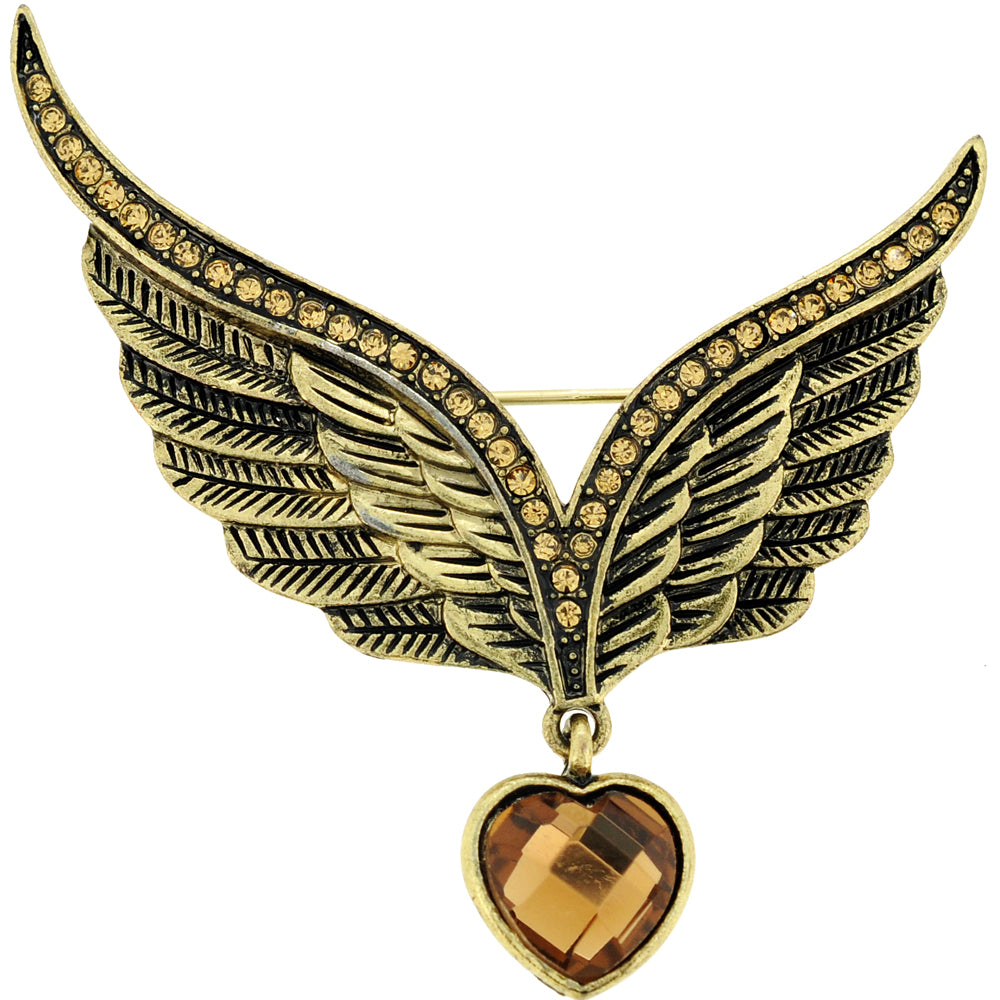 Vintage Style Vistory Eagle Wing Crystal Pin Brooch