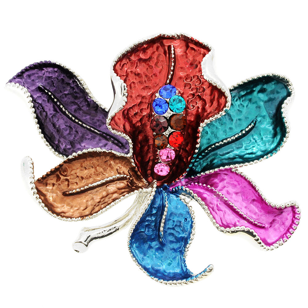 Multicolor Flower Crystal Pin Brooch and Pendant