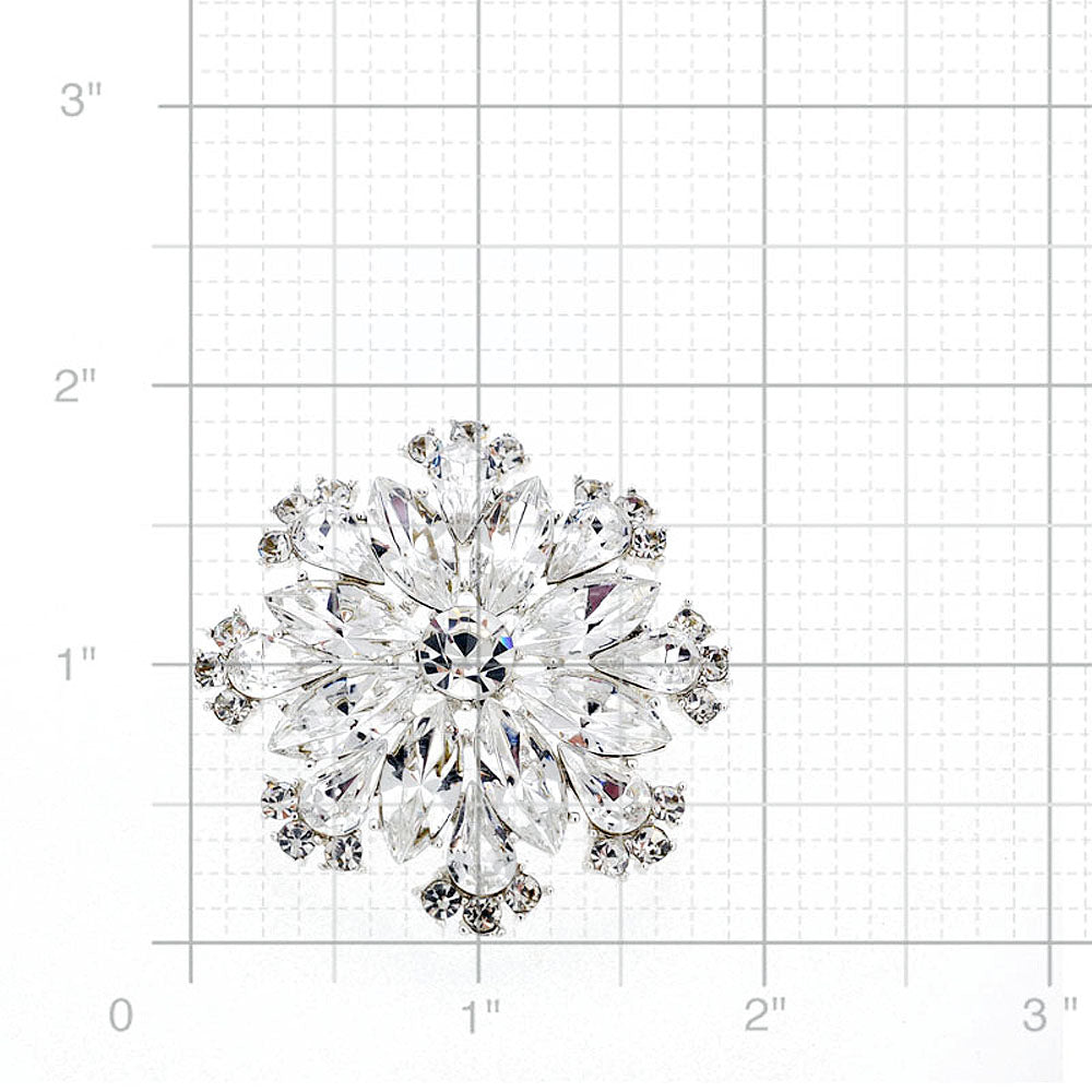 Chrome Flower Bridal Wedding Crystal Pin Brooch and Pendant