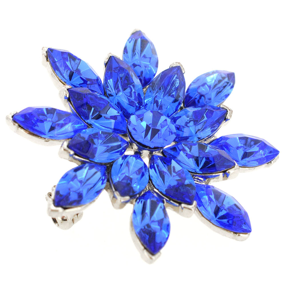 Sapphire Blue Flower Bridal Wedding Crystal Pin Brooch