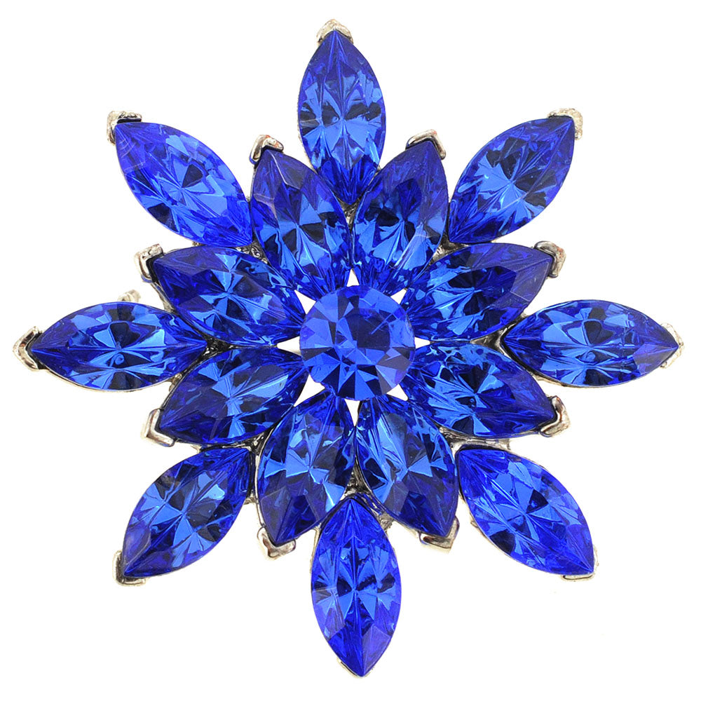 Sapphire Blue Flower Bridal Wedding Crystal Pin Brooch