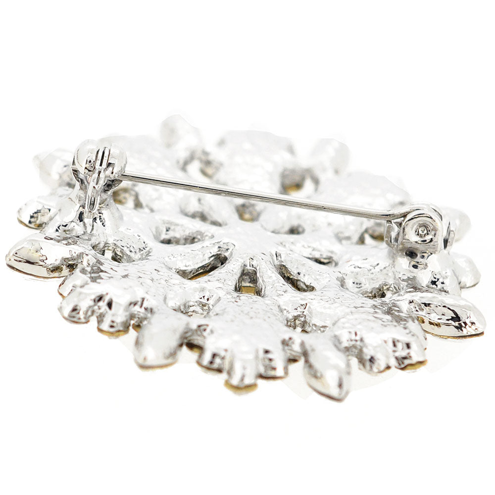 Chrome Flower Wedding Crystal Pin Brooch