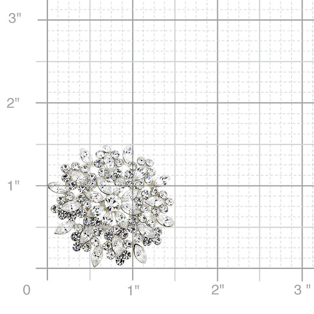 Chrome Flower Wedding Crystal Pin Brooch