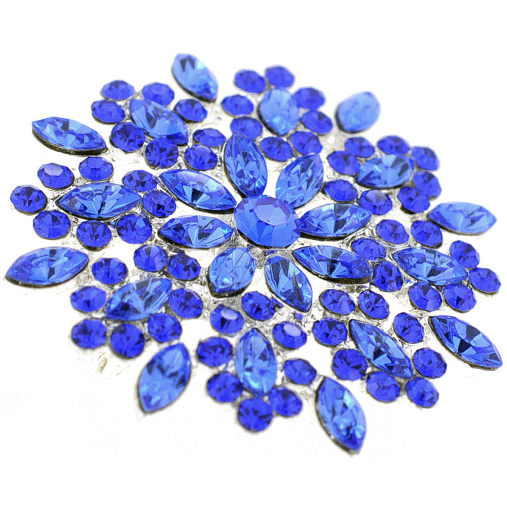 Sapphire Blue Flower Wedding Crystal Pin Brooch