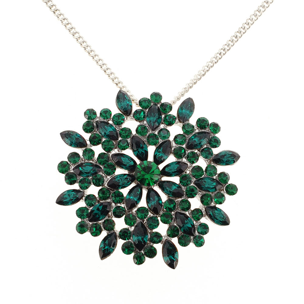 Green Crystal Flower Wedding Pin Brooch