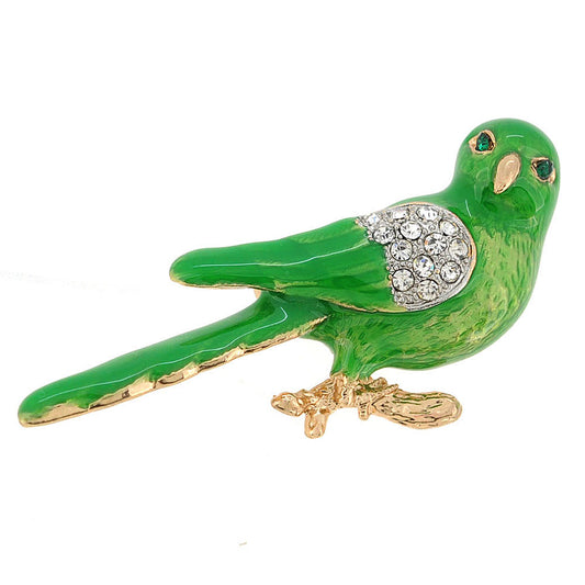 Green Parrot Bird Pin Brooch