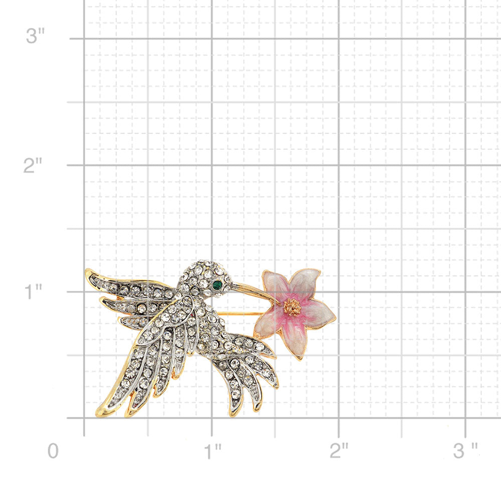 Crystal Hummingbird with Plumeria Pin Brooch