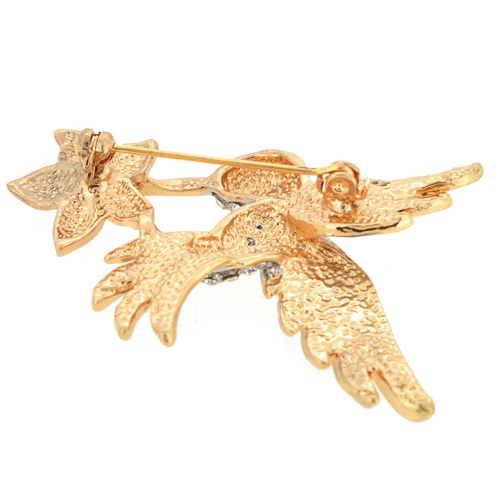 Crystal Hummingbird with Plumeria Pin Brooch