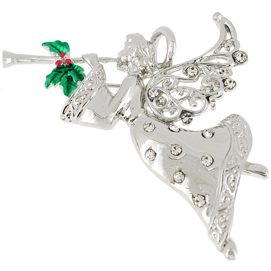 Angel With Horn Crystal Pin Brooch And Pendant