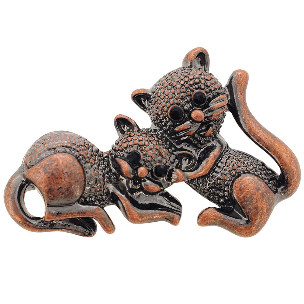 Two Cats Kitty Pin Brooch