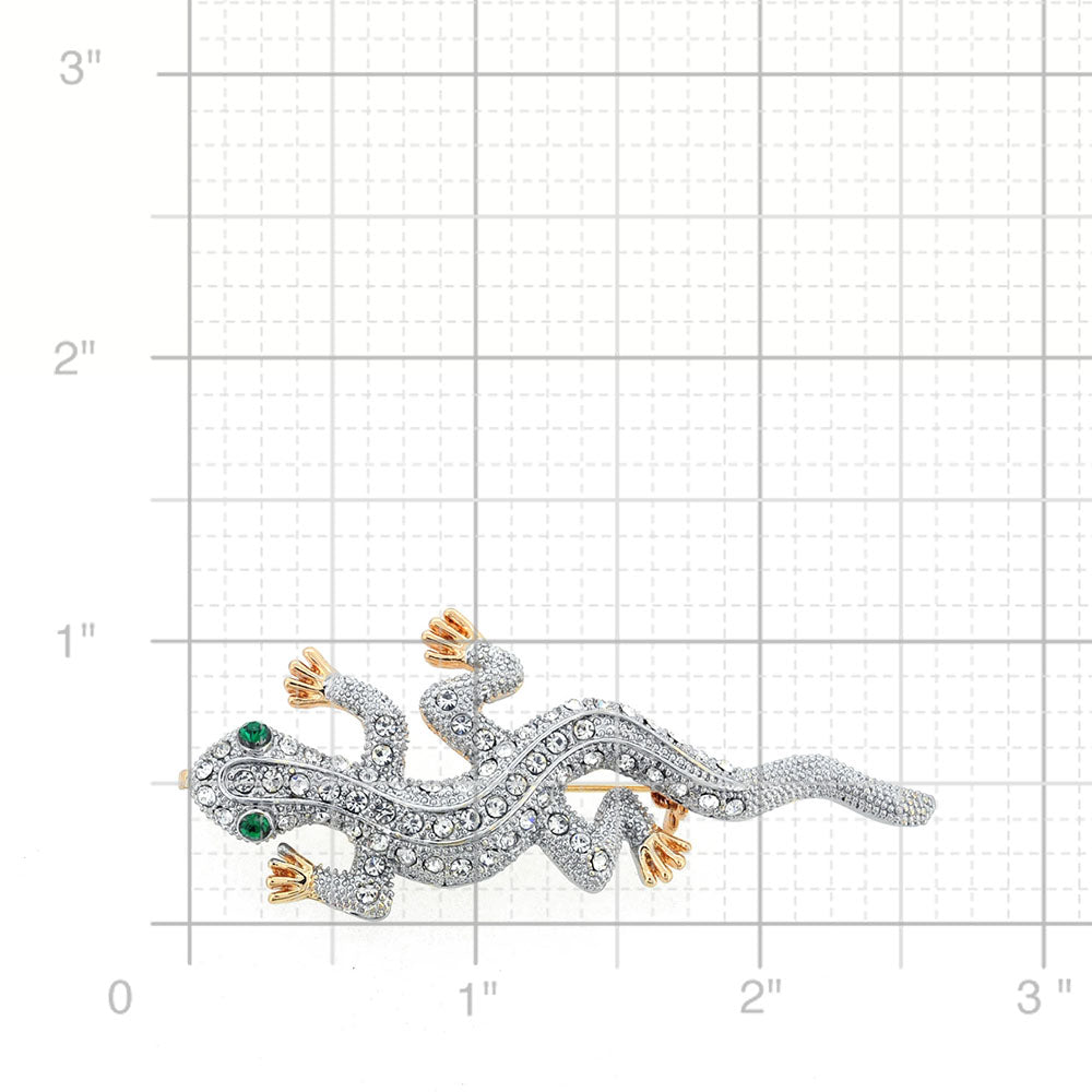 Crystal Lizard Pin Brooch