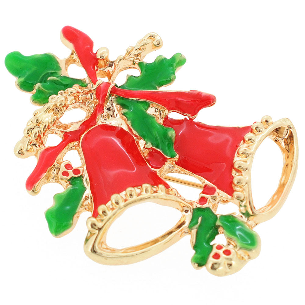 Red Christmas Bell Pin Brooch