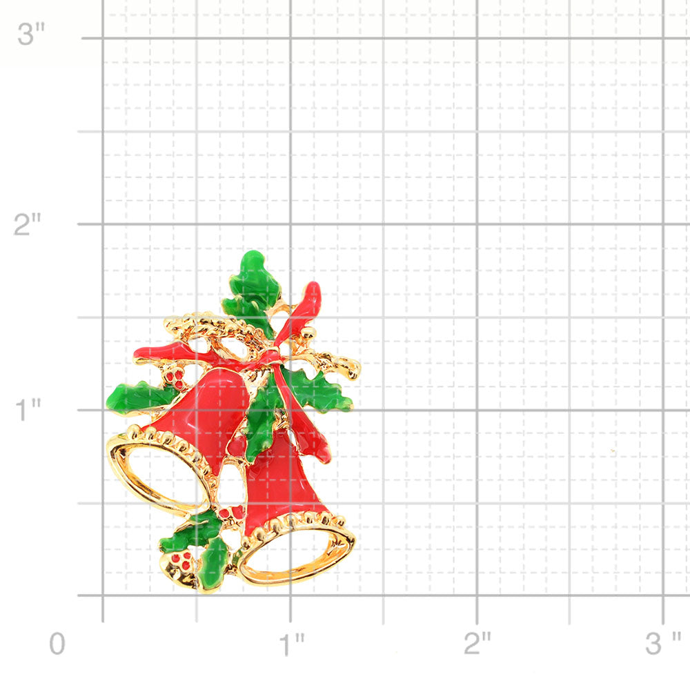 Red Christmas Bell Pin Brooch