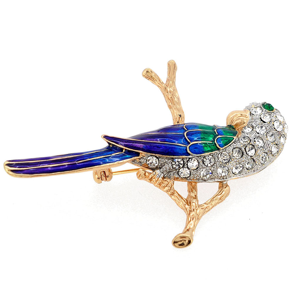 Purple Parrot Crystal Pin Brooch