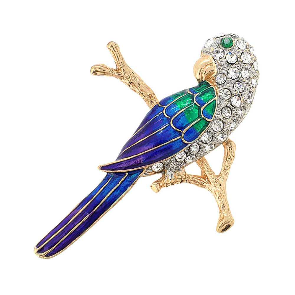 Purple Parrot Crystal Pin Brooch