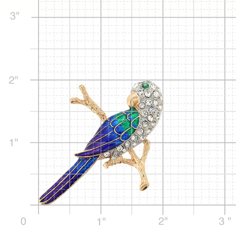 Purple Parrot Crystal Pin Brooch
