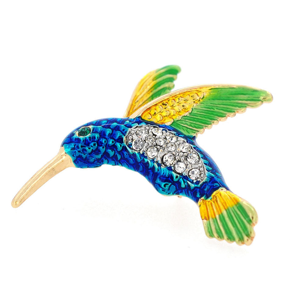 Multicolor Hummingbird Crystal Pin Brooch