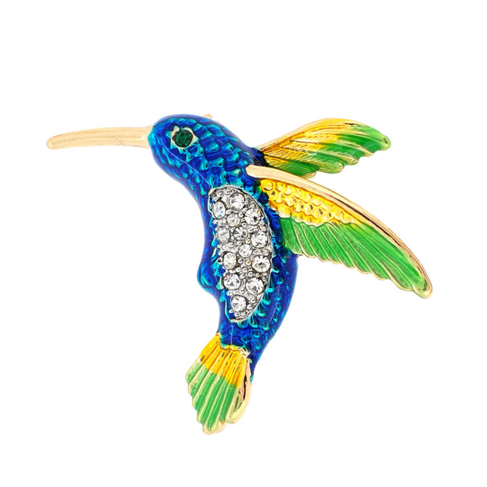 Multicolor Hummingbird Crystal Pin Brooch