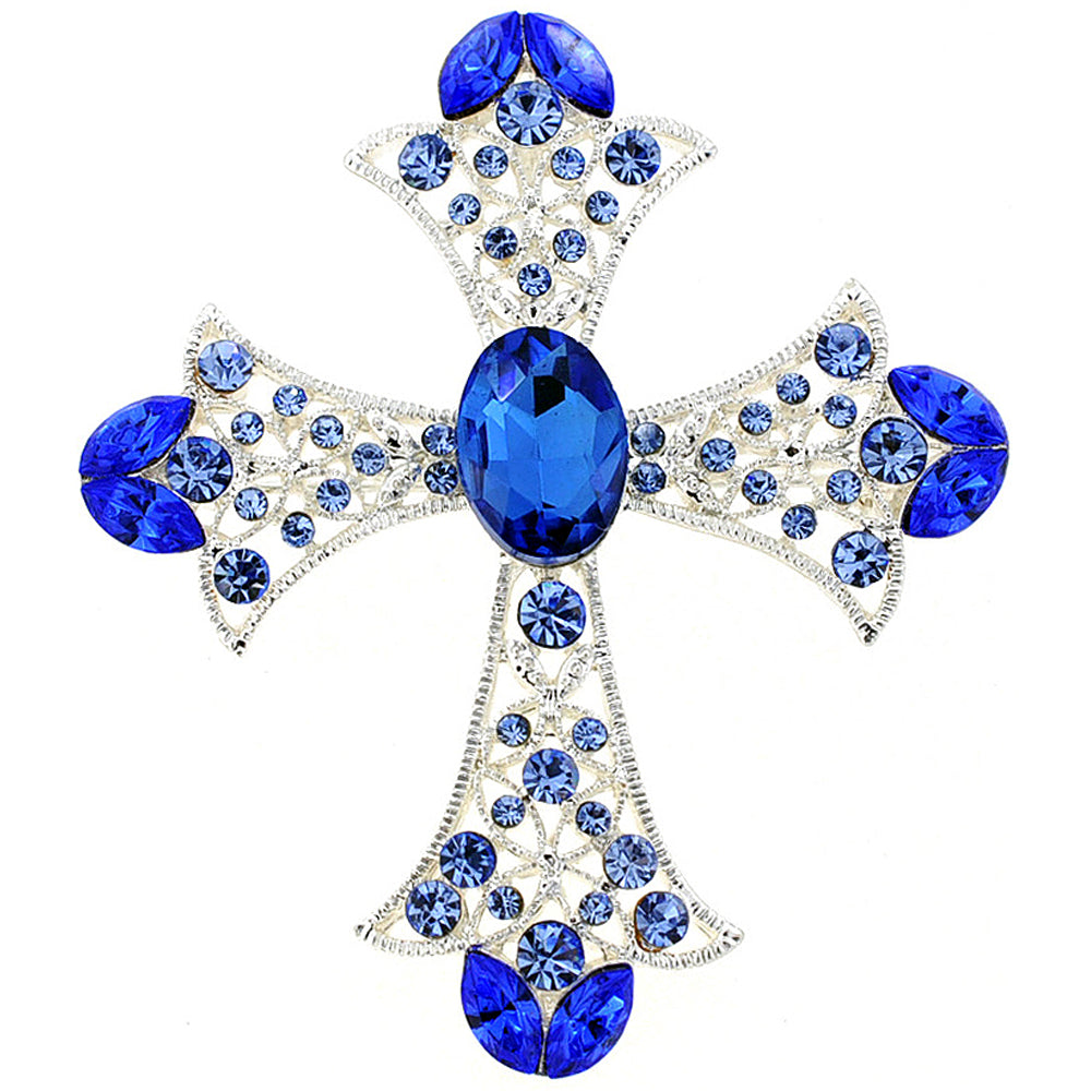 Sapphire Crystal Cross Wedding Pin And Pendant