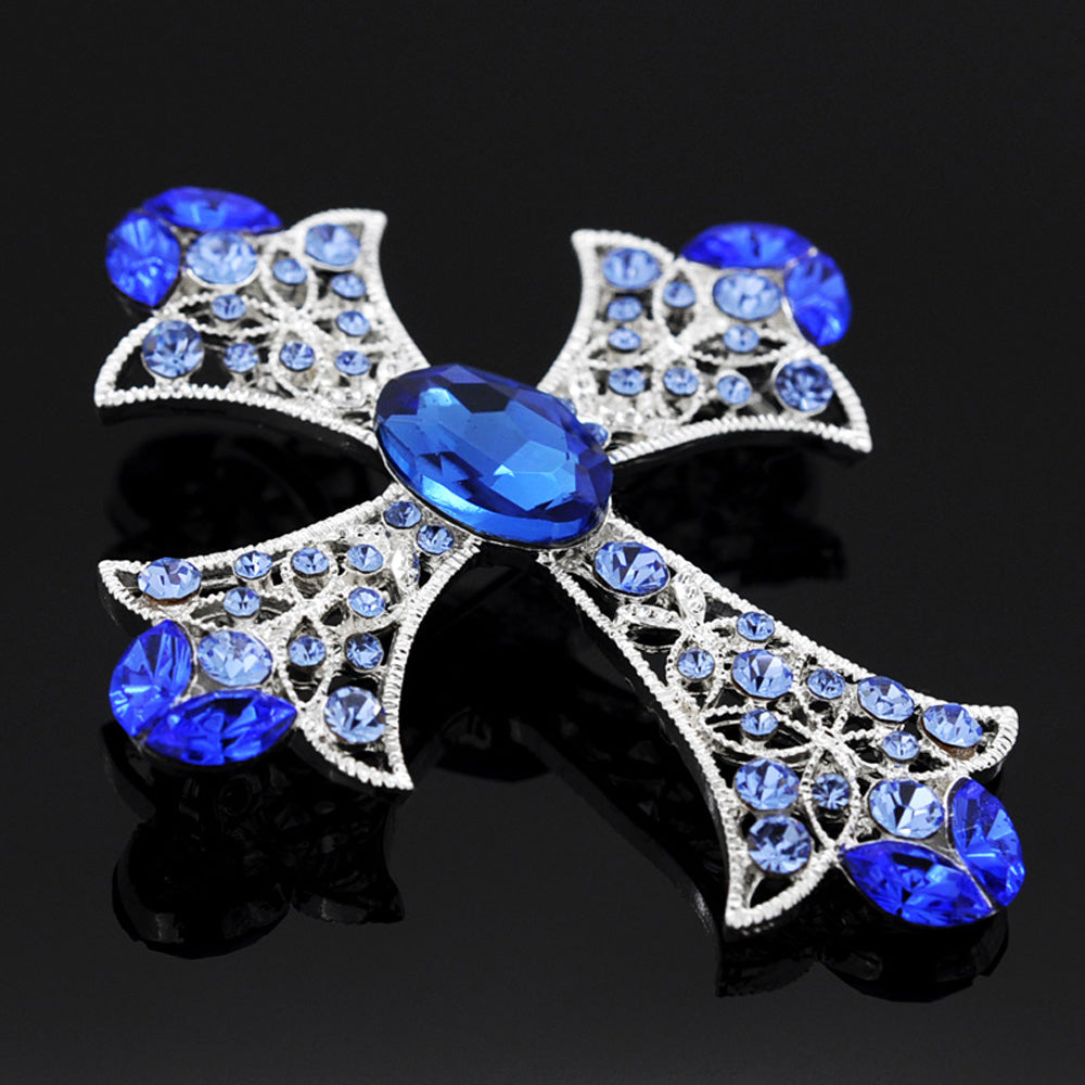 Sapphire Crystal Cross Wedding Pin And Pendant