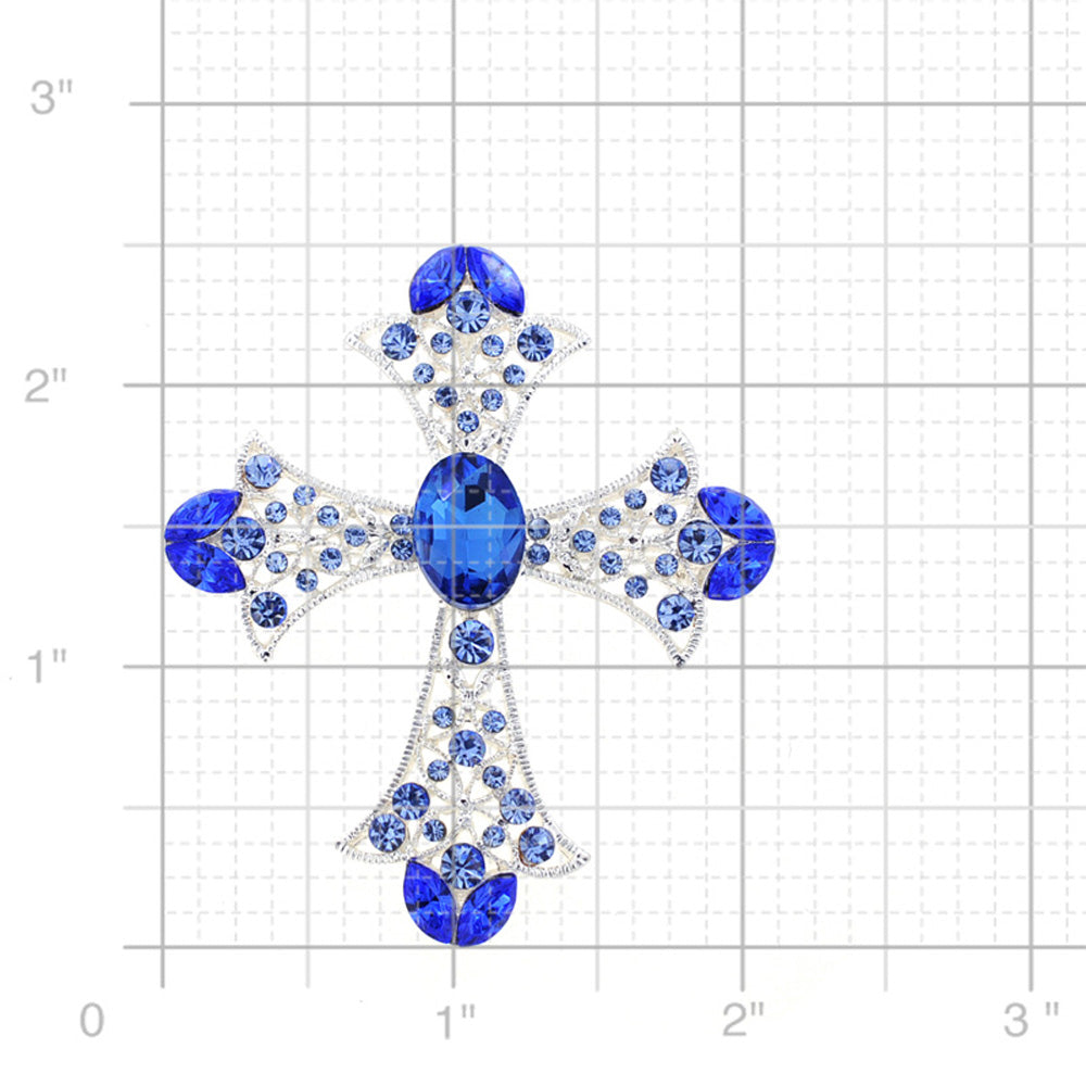 Sapphire Crystal Cross Wedding Pin And Pendant