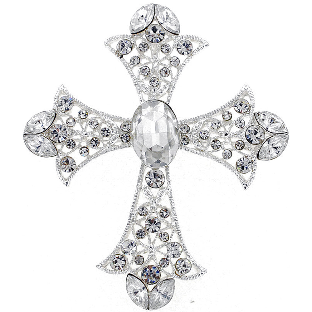 Crystal Cross Wedding Pin And Pendant